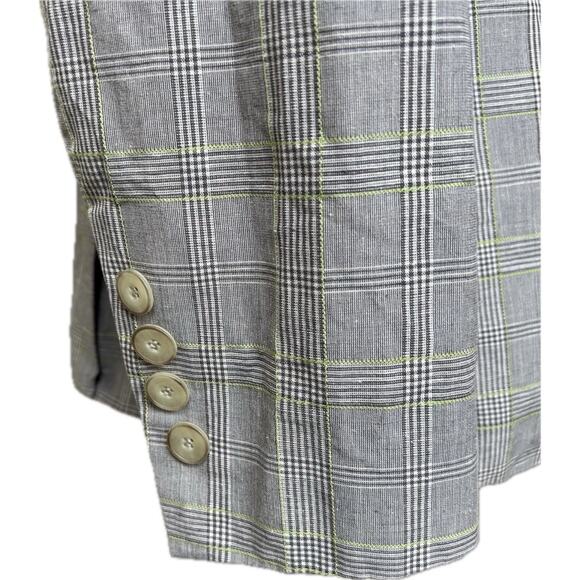 EUC TALBOTS Beige and Green Checked Pattern Cotton/Linen Blazer. Size 8 - Picture 8 of 14